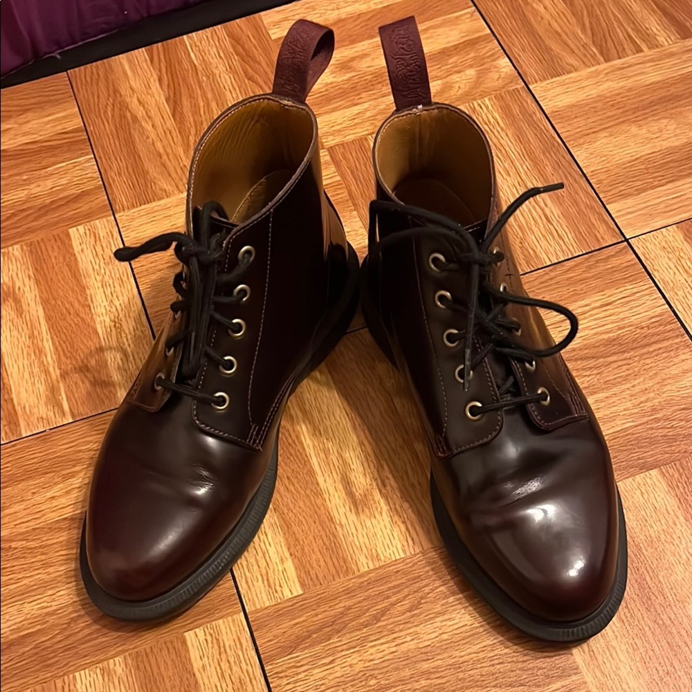 Dr. Martens Cherry 🍒 Red Ankle Boots with Lace-Up Design
